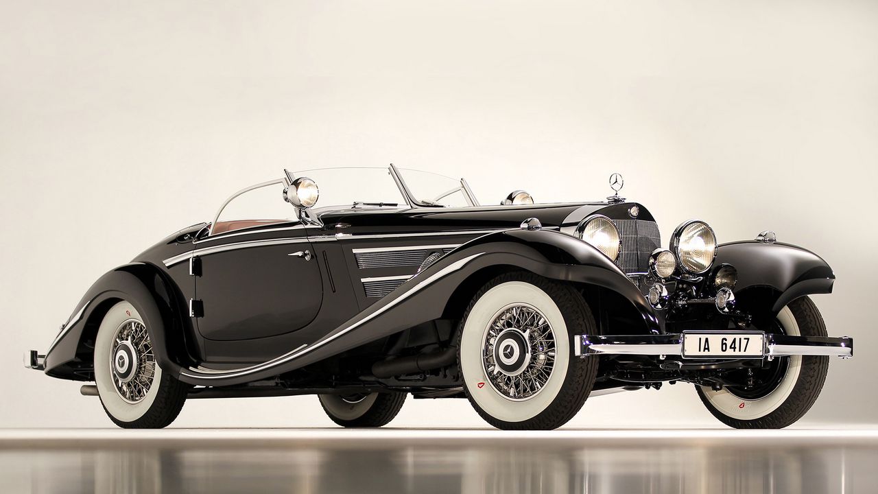 Обои mercedes, 1936, 540k, special roadster, классический, автомобиль, черный
