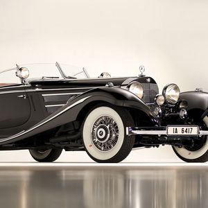 Превью обои mercedes, 1936, 540k, special roadster, классический, автомобиль, черный