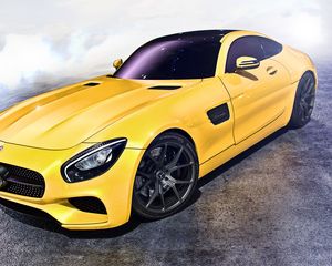 Превью обои mercedes, amg, gt, желтый, вид сбоку