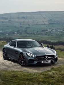 Превью обои mercedes, amg, gt s, серый, вид сбоку