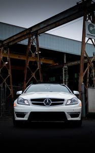 Превью обои mercedes, автомобиль, белый, вид спереди