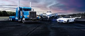 Превью обои mercedes, автомобиль, белый, самолеты, аэропорт