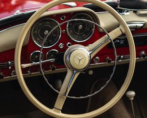 Превью обои mercedes, автомобиль, ретро, винтаж, руль