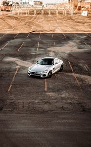 Превью обои mercedes, автомобиль, серый, стоянка