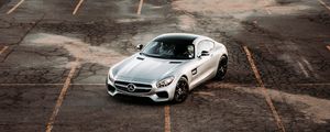 Превью обои mercedes, автомобиль, серый, стоянка