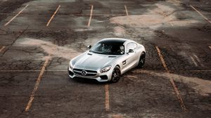 Превью обои mercedes, автомобиль, серый, стоянка