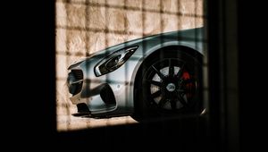 Превью обои mercedes, автомобиль, серый, сетка