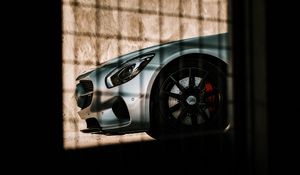 Превью обои mercedes, автомобиль, серый, сетка