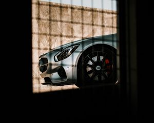 Превью обои mercedes, автомобиль, серый, сетка