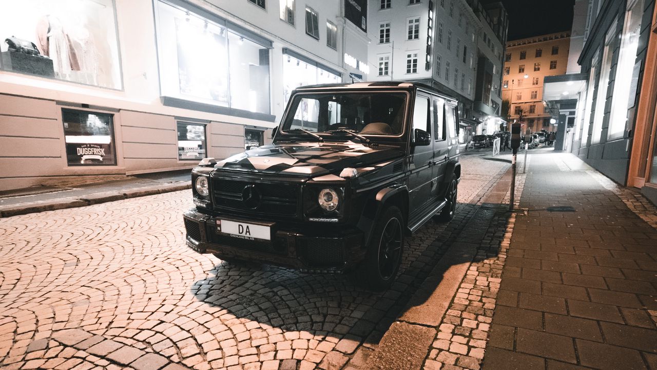 Обои mercedes, автомобиль, внедорожник, черный, улица