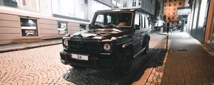Превью обои mercedes, автомобиль, внедорожник, черный, улица