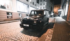 Превью обои mercedes, автомобиль, внедорожник, черный, улица