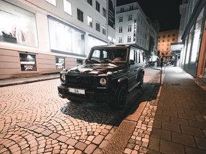 Превью обои mercedes, автомобиль, внедорожник, черный, улица