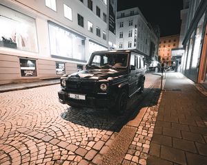 Превью обои mercedes, автомобиль, внедорожник, черный, улица
