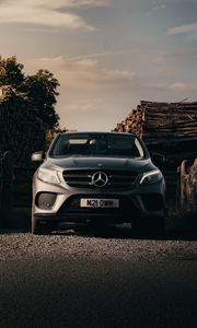 Превью обои mercedes, автомобиль, внедорожник, серый, вид спереди