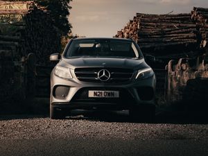 Превью обои mercedes, автомобиль, внедорожник, серый, вид спереди