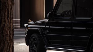 Превью обои mercedes, автомобиль, внедорожник, черный, вид сбоку
