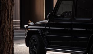Превью обои mercedes, автомобиль, внедорожник, черный, вид сбоку