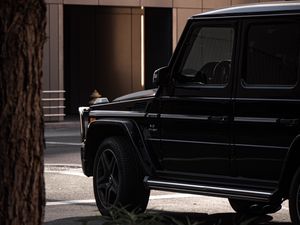 Превью обои mercedes, автомобиль, внедорожник, черный, вид сбоку