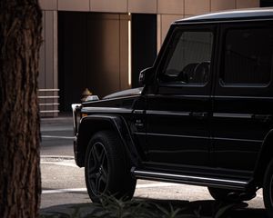 Превью обои mercedes, автомобиль, внедорожник, черный, вид сбоку