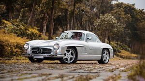 Превью обои mercedes-benz, 300sl, amg, w198, серебристый, вид сбоку