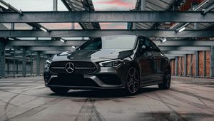 Превью обои mercedes cla, mercedes, автомобиль, серый, вид спереди