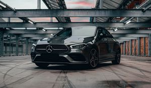 Превью обои mercedes cla, mercedes, автомобиль, серый, вид спереди