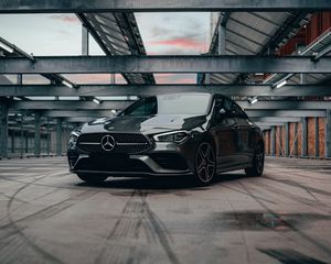 Превью обои mercedes cla, mercedes, автомобиль, серый, вид спереди