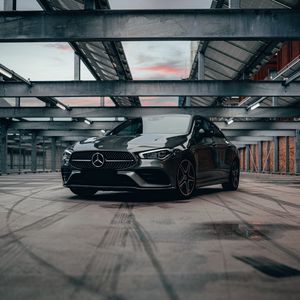 Превью обои mercedes cla, mercedes, автомобиль, серый, вид спереди