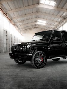 Превью обои mercedes g-class, mercedes, автомобиль, внедорожник, черный, вид сбоку