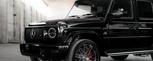 Превью обои mercedes g-class, mercedes, автомобиль, внедорожник, черный, вид сбоку