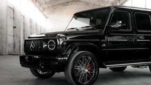 Превью обои mercedes g-class, mercedes, автомобиль, внедорожник, черный, вид сбоку