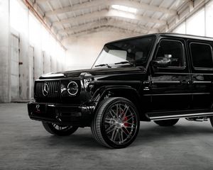 Превью обои mercedes g-class, mercedes, автомобиль, внедорожник, черный, вид сбоку