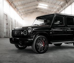 Превью обои mercedes g-class, mercedes, автомобиль, внедорожник, черный, вид сбоку