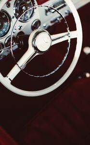 Превью обои mercedes, машина, руль, белый