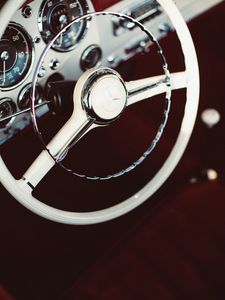 Превью обои mercedes, машина, руль, белый
