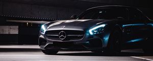 Превью обои mercedes, машина, суперкар, серый, темный