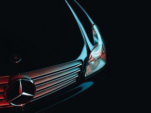 Превью обои mercedes, передний бампер, фара
