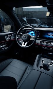 Превью обои mercedes, руль, салон, сиденье