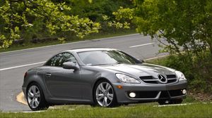 Превью обои mercedes slk 350, вид сбоку, поворот