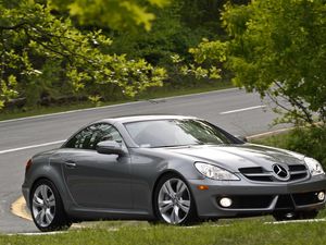 Превью обои mercedes slk 350, вид сбоку, поворот