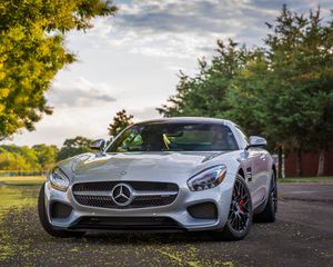 Превью обои mercedes-amg gt s, mercedes-benz, серебристый, вид сбоку