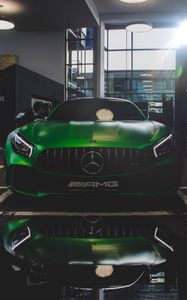 Превью обои mercedes-amg, mercedes, зеленый, вид спереди