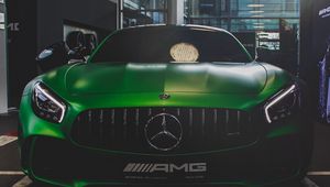 Превью обои mercedes-amg, mercedes, зеленый, вид спереди