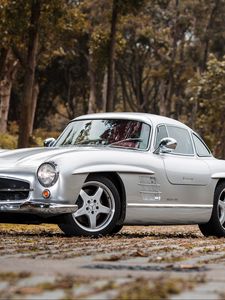 Превью обои mercedes-benz, 300sl, amg, w198, серебристый, вид сбоку