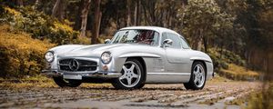 Превью обои mercedes-benz, 300sl, amg, w198, серебристый, вид сбоку