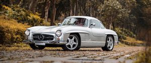 Превью обои mercedes-benz, 300sl, amg, w198, серебристый, вид сбоку