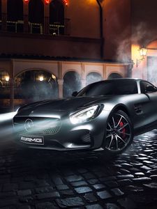 Превью обои mercedes-benz, amg, gt s, вид сбоку, ночь