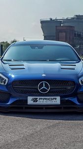 Превью обои mercedes-benz, amg gt, синий, вид спереди