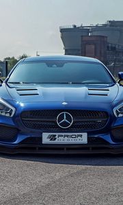 Превью обои mercedes-benz, amg gt, синий, вид спереди